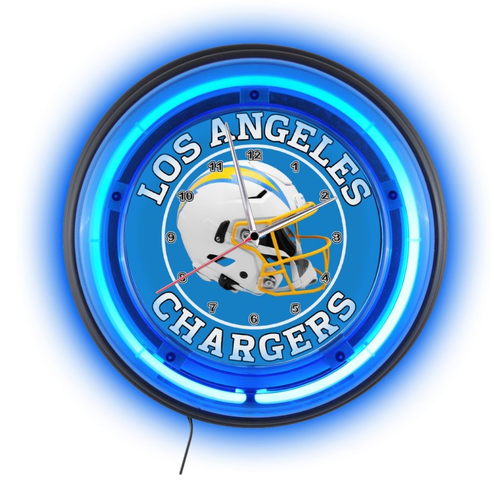 Los Angeles Chargers NEON BLUE WALL CLOCK NEW